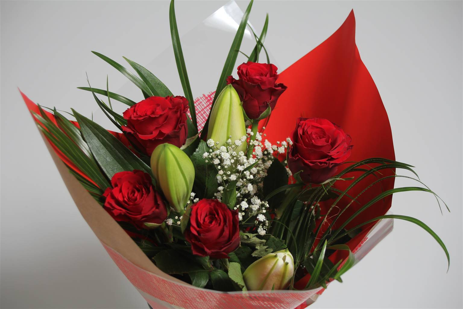 6259570278.jpg Букет Роза Лилия Маленькая Красная Bouquet Rose Lilium Small Red